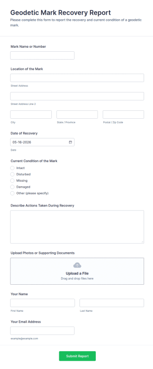 Geodetic Mark Recovery Report Form Template