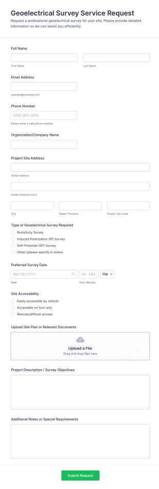 Geoelectrical Survey Service Request Form Template