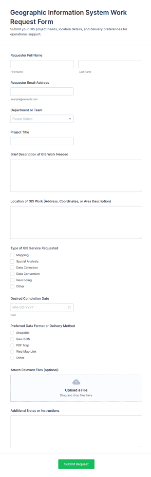 Geographic Information System Work Request Form Template
