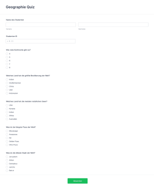 Geographie Quiz Form Template