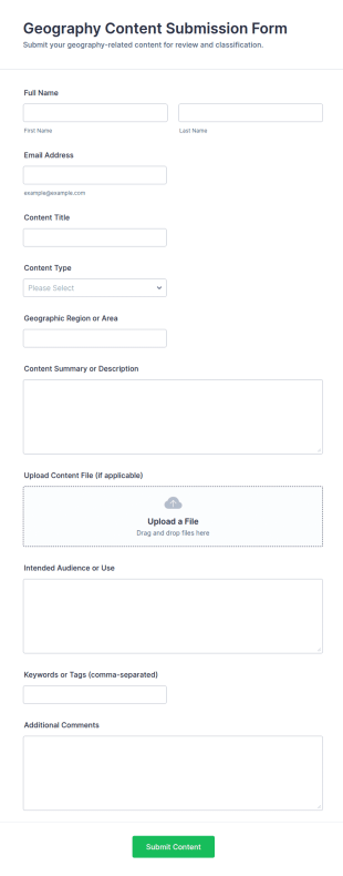 Geography Content Submission Form Template