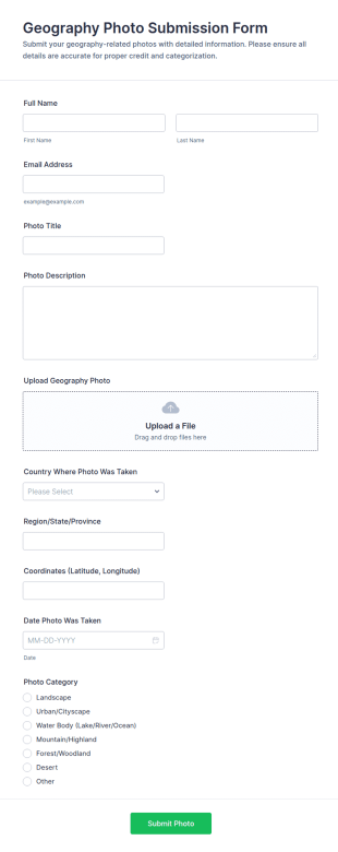 Geography Photo Submission Form Template