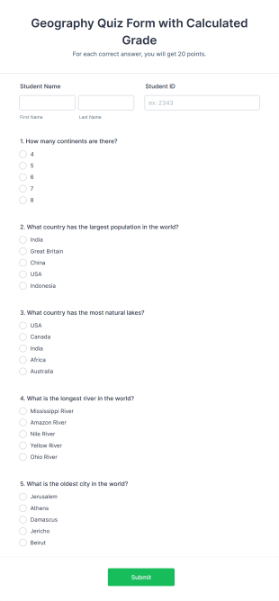 multiple choice test template