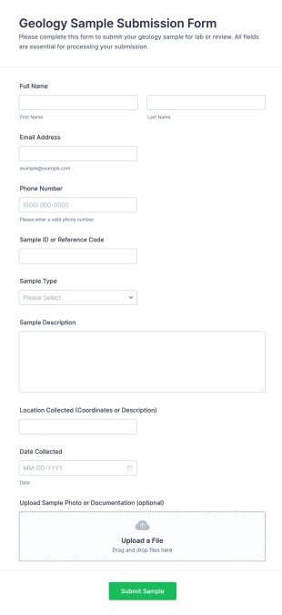 Geology Sample Submission Form Template