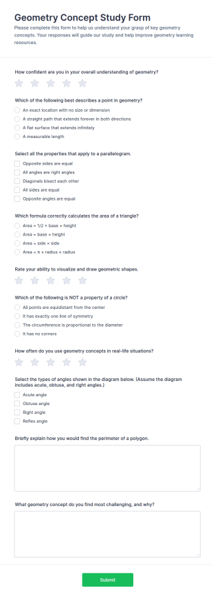 Geometry Concept Study Form Template