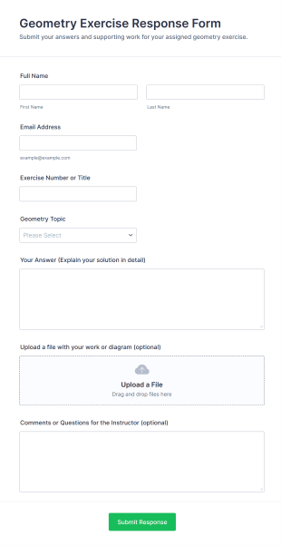 Geometry Exercise Response Form Template