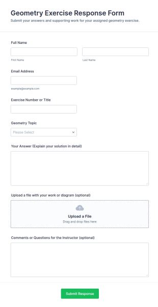 Geometry Exercise Response Form Template