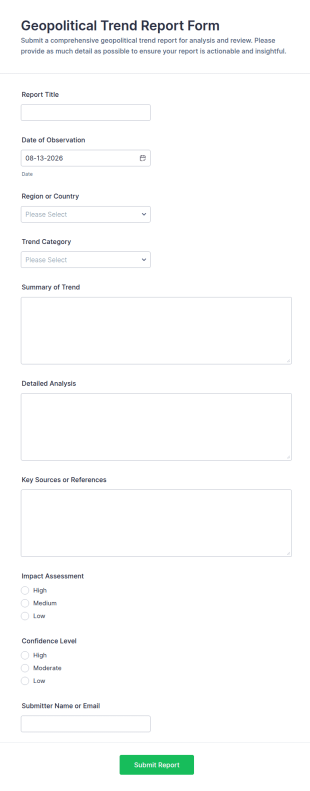 Geopolitical Trend Report Form Template