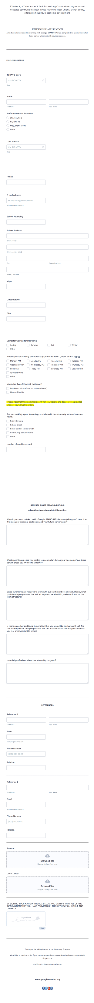 Black Rights Organization Internship Application Form Template