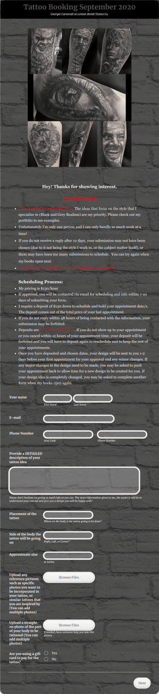 Georgie Lemon Bomb Form Template