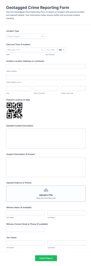 Geotagged Crime Reporting Form Template