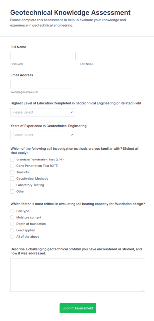 Geotechnical Knowledge Assessment Form Template
