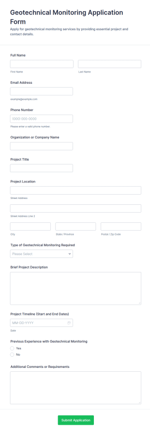 Geotechnical Monitoring Application Form Template