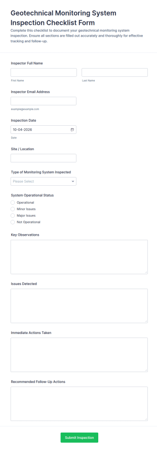 Geotechnical Monitoring System Inspection Form Template