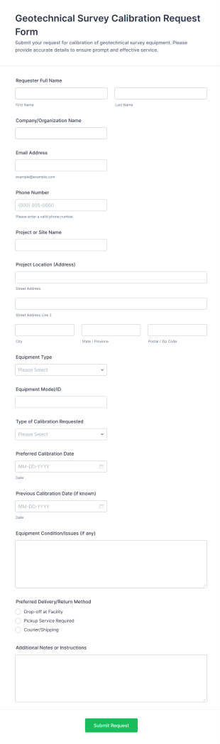 Geotechnical Survey Calibration Request Form Template
