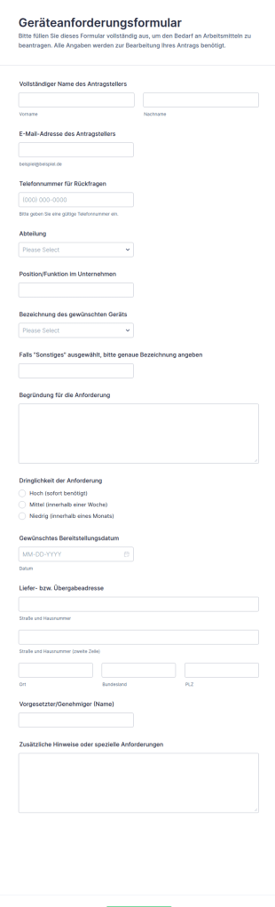 Geräteanforderungsformular