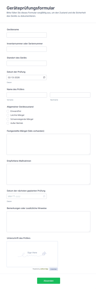 Geräteprüfungsformular