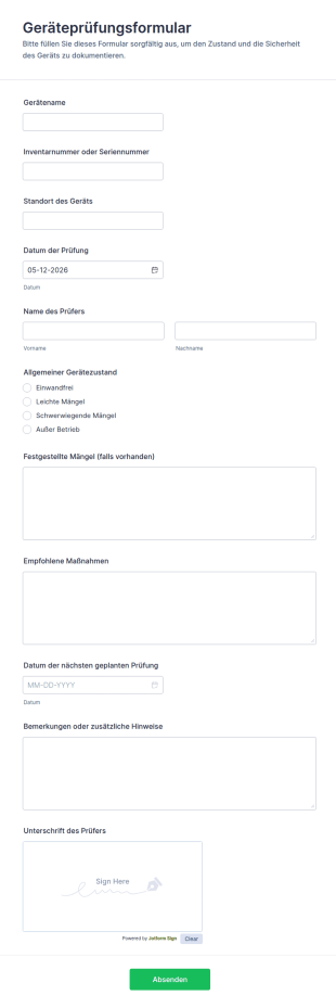 Geräteprüfungsformular