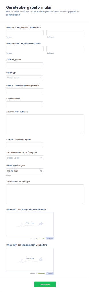 Geräteübergabeformular