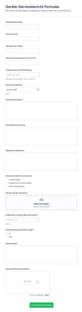 Gerätewartungsbericht