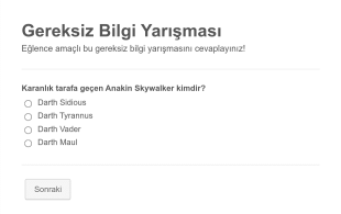 Gereksiz Bilgi Yarışması Form Template