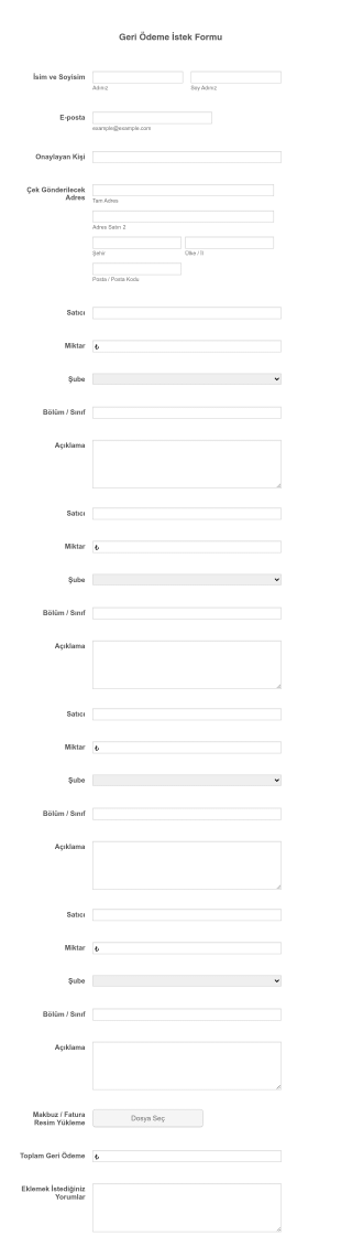 Geri Odeme Istek Form Şablonu