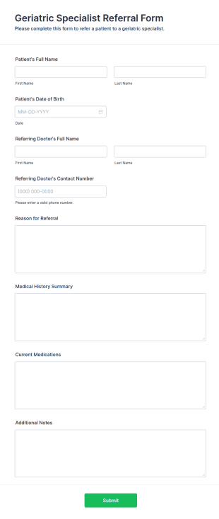 Geriatric Specialist Referral Form Template