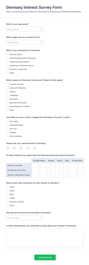 Germany Interest Survey Form Template