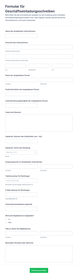 Geschäftliche Einladungsschreiben Form