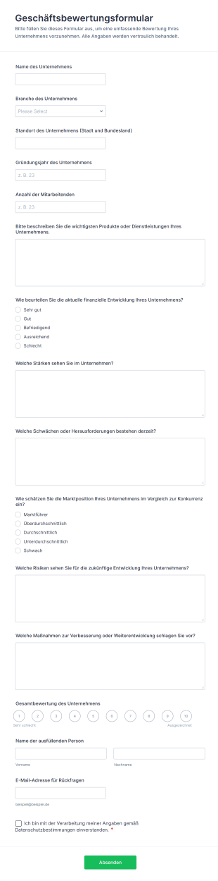 Geschäftsbewertungsformular