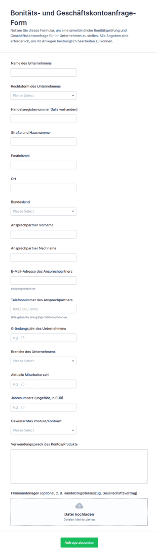 Geschäftskonto Kreditbeantragung