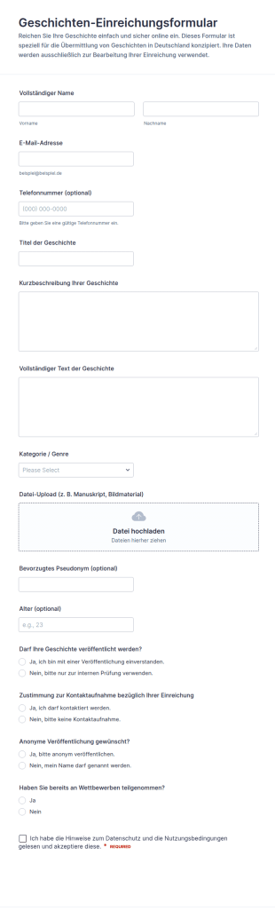 Geschichten Einsendungsformular