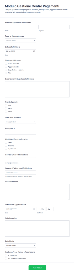 Gestione Centro Pagamenti Form