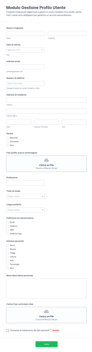 Gestione Profilo Utente Survey