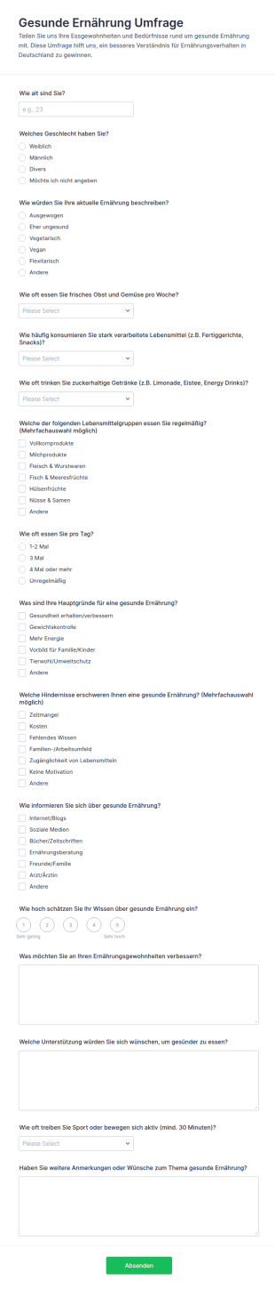 Gesunde Ernährung Umfrage