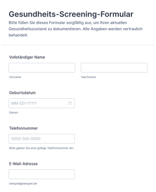 Gesundheits Screening Formular
