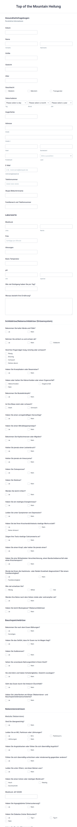 Gesundheitsfragebogen