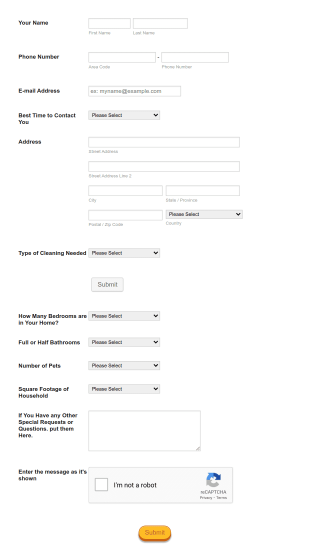 Request For Cleaning Services Form Template