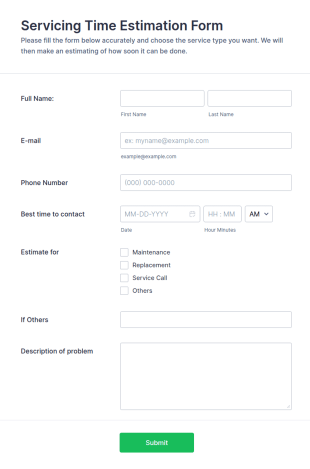 Get An Estimate For Some Service Form Template