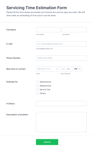 Get An Estimate For Some Service Form Template