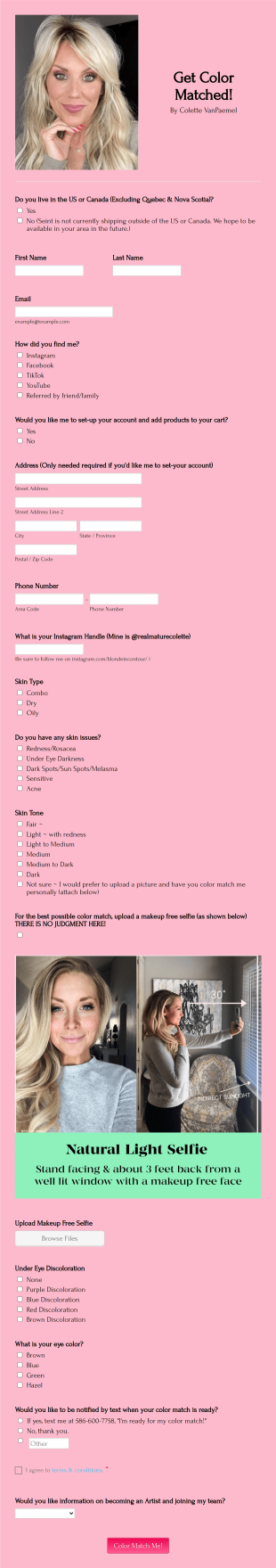 Get Color Matched! Form Template