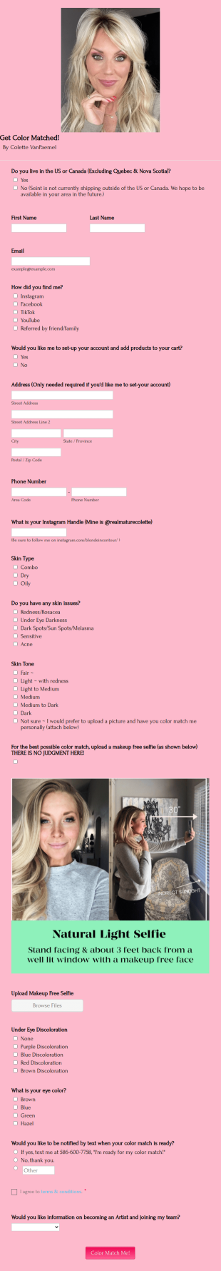 Get Color Matched! Form Template