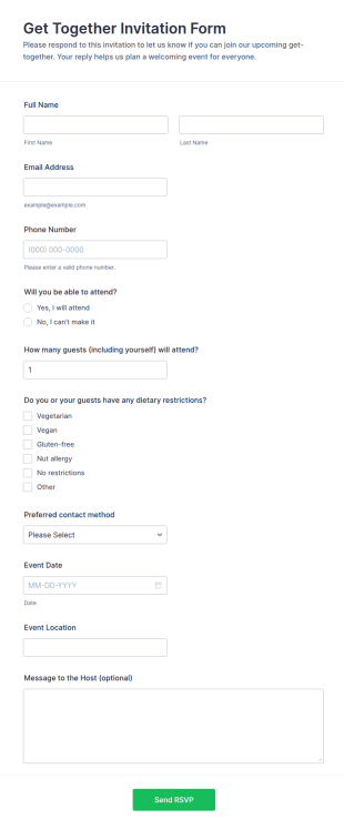 Get Together Invitation Form Template