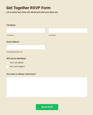 Get Together RSVP Form Template