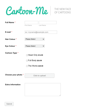 Photo To Cartoon Me Form Template