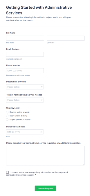Getting Started With Administrative Services Form Template