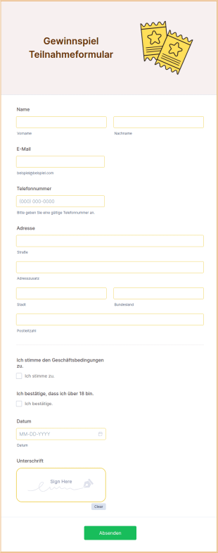 Gewinnspiel Teilnahmeformular