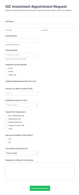 GIC Investment Appointment Request Form Template
