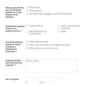 Gıda Dönüşümü Form Şablonu