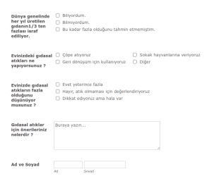 Gıda Dönüşümü Form Şablonu